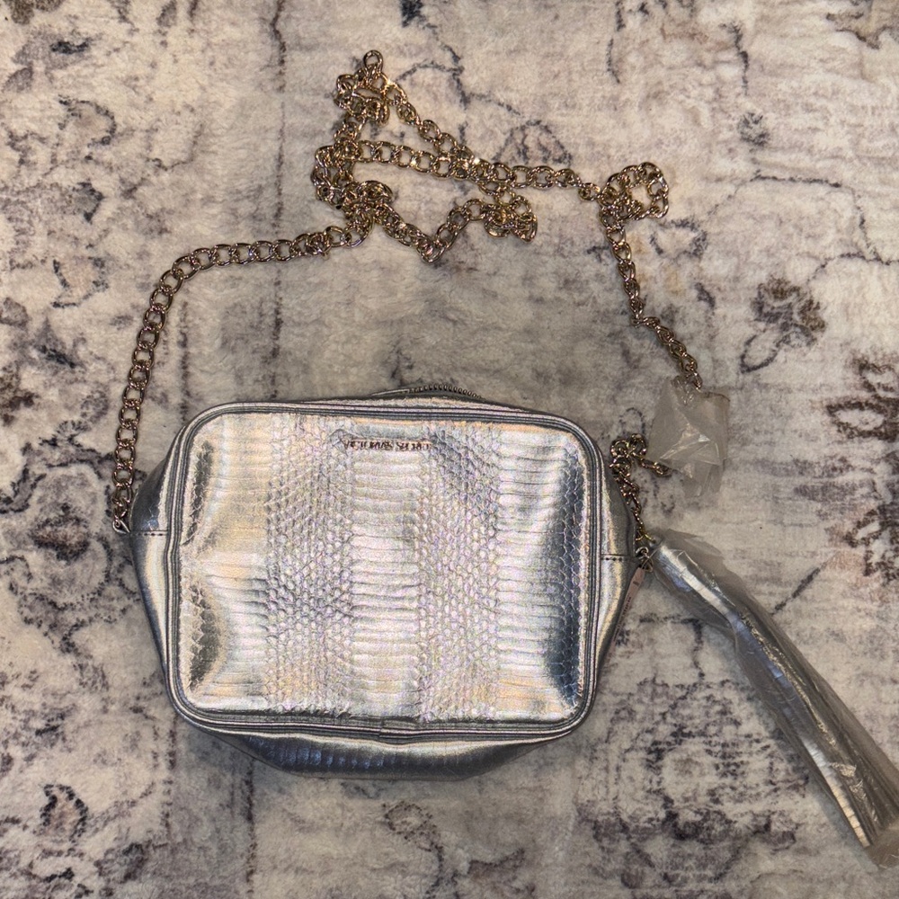Victoria's Secret Metallic Crossbody Bag with Gold Chain